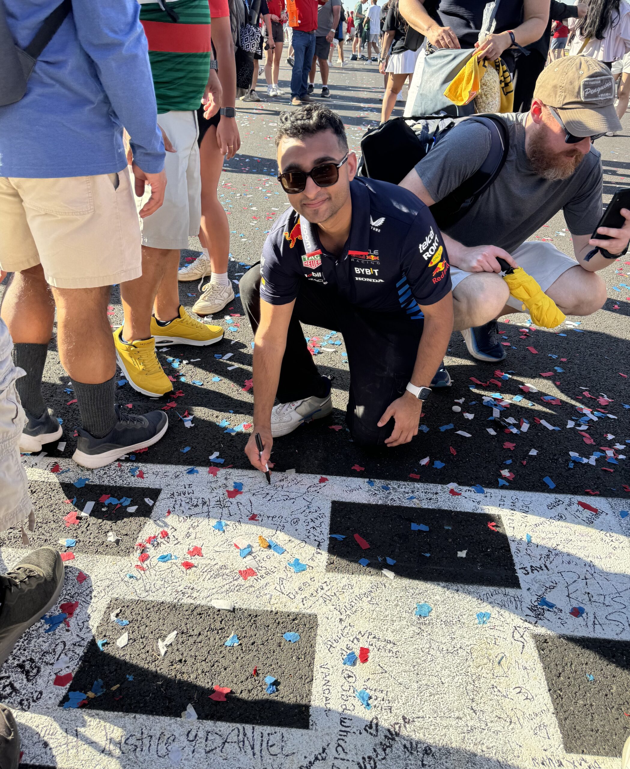 Signing the finish line at Austin Grand Prix